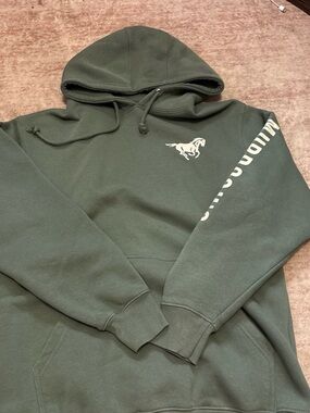 Men's Olive Green Pullover Hoodie with Horse Logo